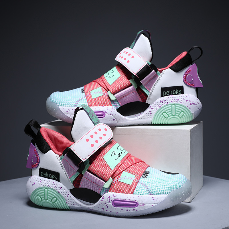 Boys' basketball shoes large children's mesh breathable boys professional practical training shoes children friction sound tide