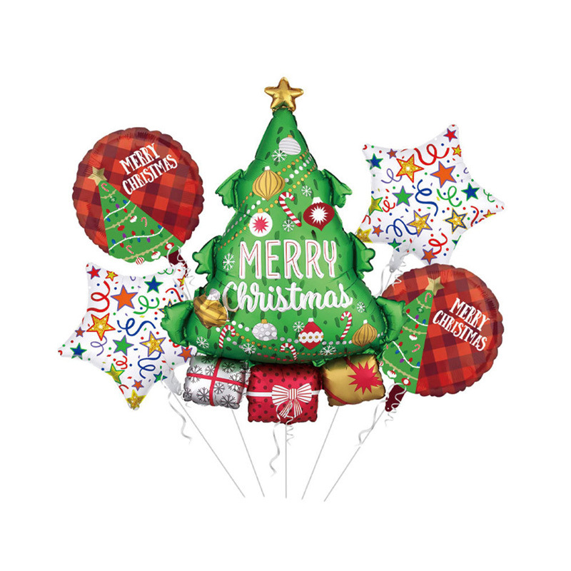 Picture of Christmas theme five-piece balloon combination Santa Claus Christmas tree gift box party decoration balloon wholesale
