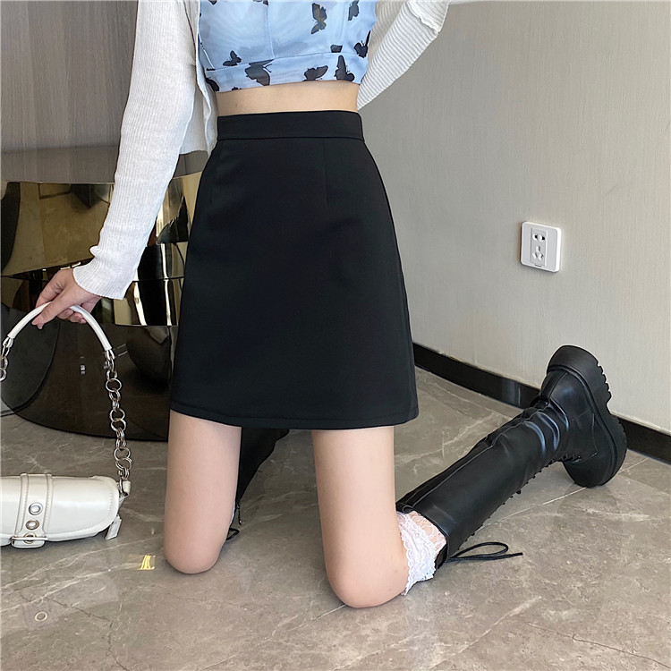 Picture of Black Crotch Covering Skirt Women's Autumn 2023 New High Waist Slim A- line Hip Skirt Small Short Skirt