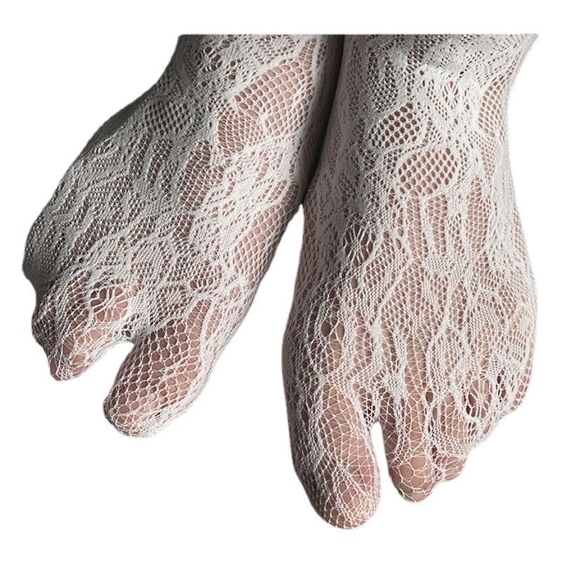 New Lolita Calf Socks Strap Lace Pattern JK Stockings Thumbs Lolita Finger Strap Socks