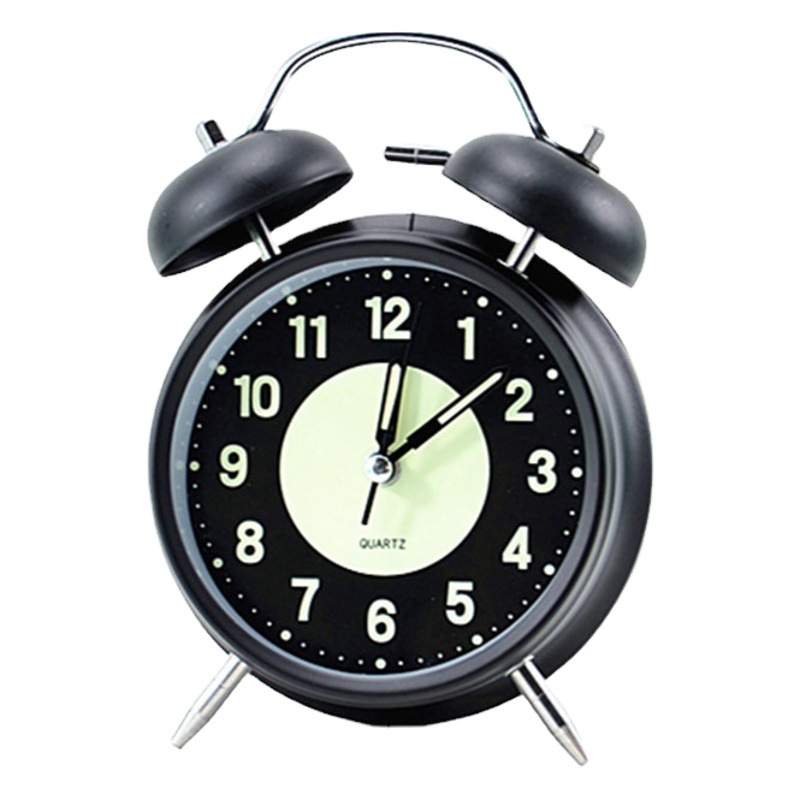 3-inch and 4-inch metal bell alarm clock luminous bedside small alarm clock round large alarm silent scanning clock