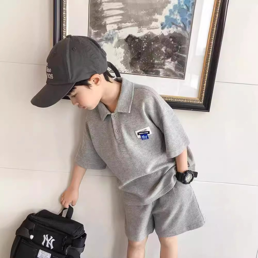 Picture of Children's clothing summer suit T-shirt New Home casual all-match Gray children's summer short-sleeved T-shirt boy two-piece set
