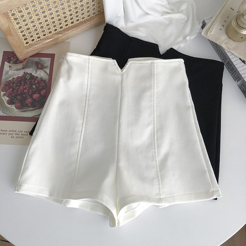 Picture of 2023 Summer New High Waist White Bottoming Shorts Women's Outer Wear Small Women's Internet Popular Slim-Tinted Abdominal Anti-Light