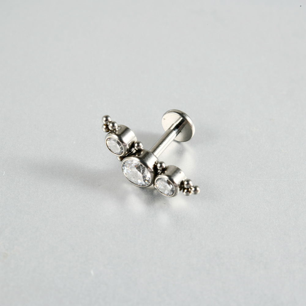 Picture of G23 Titanium Alloy Candy Color Opal Lip Nails Oil Drop Lip Nails Exploding Curved Ear Bone Nails Body Piercing Spot