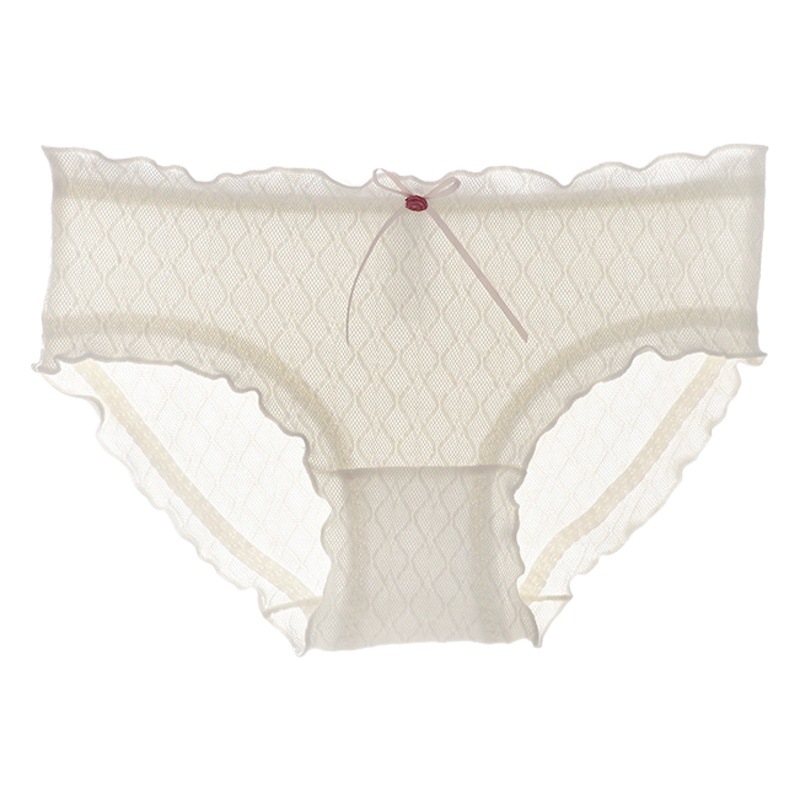New Milk Waxy Cotton Candy Clouds Cotton Girl Japanese Style Rose Bow Middle Waist Wrap Hip Triangle Student Underwear