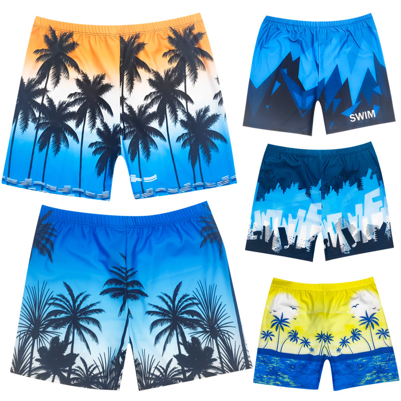 Picture of Men's Swimming Trunks Boxer Anti-embarrassment Quick-drying Running Breathable Cool Coconut Shorts Swimsuit Beach Pants for Summer