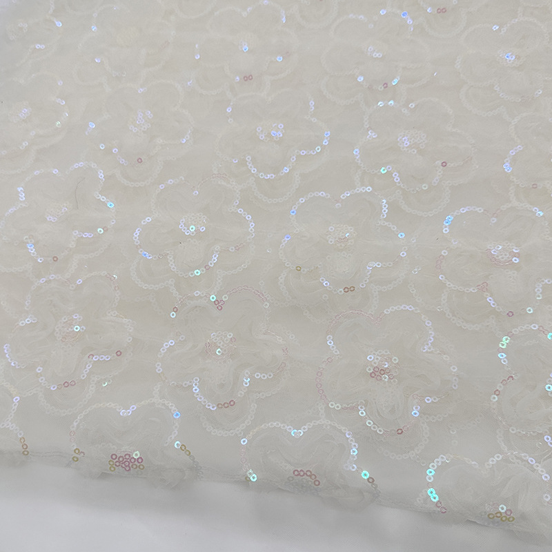 Picture of Three-Dimensional Plate with Three-In-One Plum Blossom Sequin Embroidery Multi-Color Gradient Sequin Embroidery Children's Clothing Women's Dress