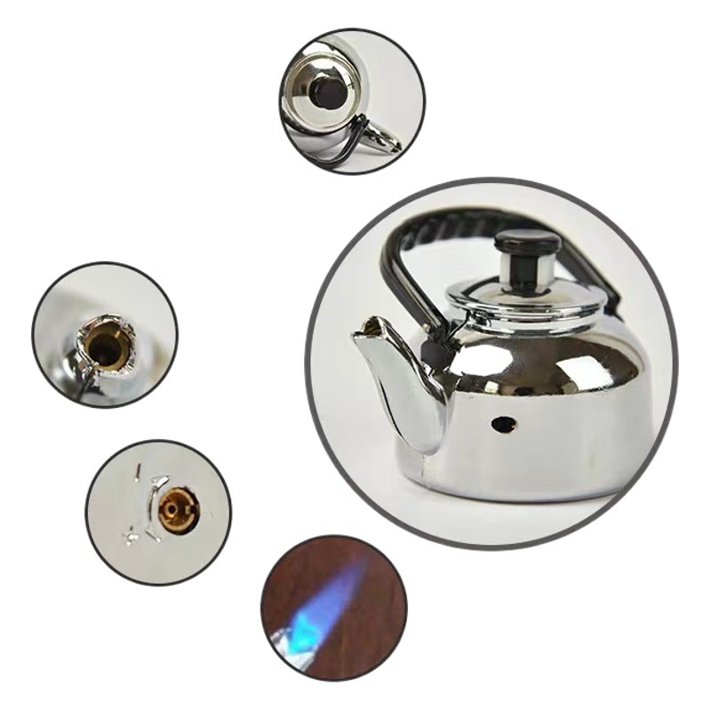 Tiktok metal teapot windproof inflatable lighter personalized creative electroplating kettle cigarette lighter
