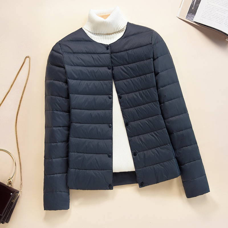 Picture of Lightweight Down Jacket Women's Short New Round Neck Thin Inner Liner Slim-fit Inner Wear Base plus size Jacket Trendy