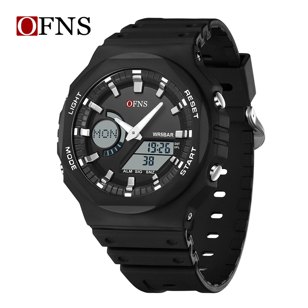 OFNS Cross-border Foreign Trade Hot Watch Youth Fashion Luminous Waterproof Student Watch Alarm Clock Dual Display Electronic Watch