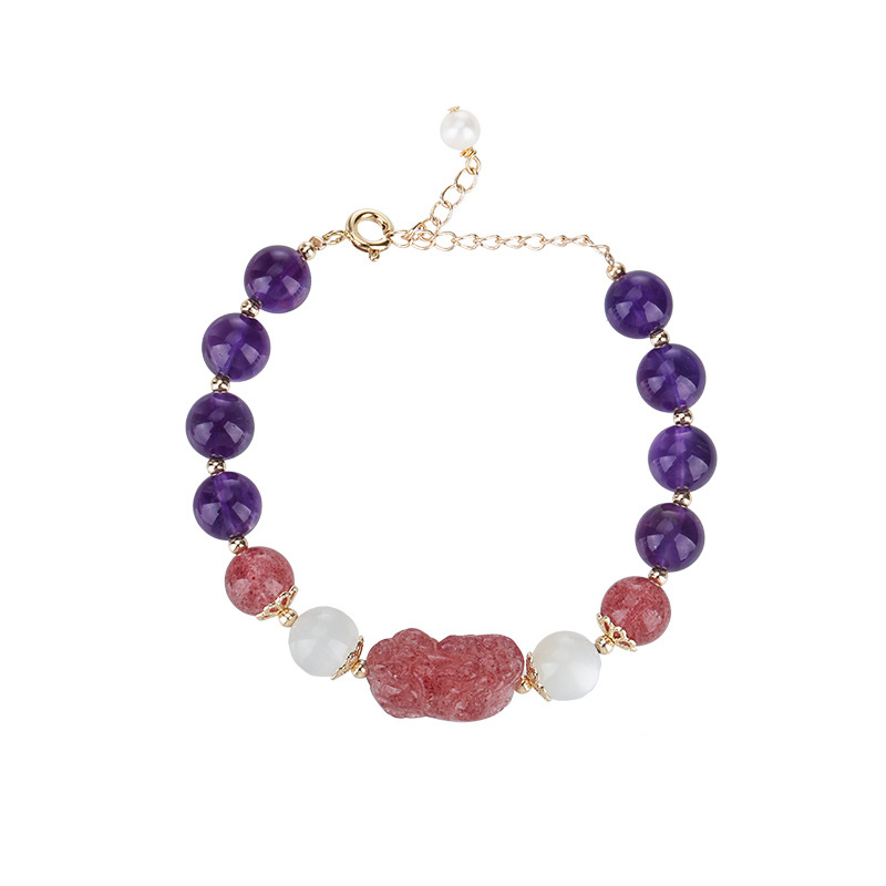 Picture of Natural Strawberry Crystal Pixiu Bracelet Women's Amethyst Bracelet Sweet Elegant New Chinese Niche Jewelry Wholesale