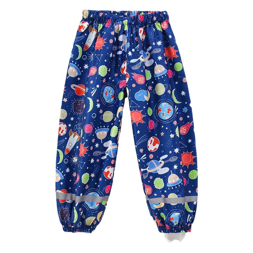 Children's Flat Waist Rain Pants Four Seasons Thin Charge Pants Rain Pants Kindergarten Baby Waterproof Pants Raincoat Rain Gare Lightweight and Fast
