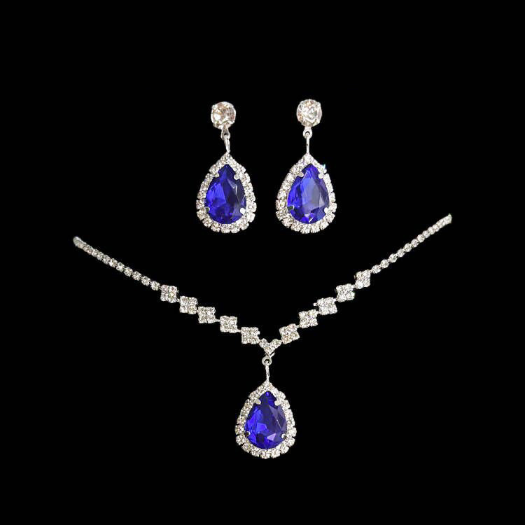 Picture of European and American fashion earrings necklace two-piece set full diamond exquisite chain bride jewelry light luxury suit women's jewelry wholesale