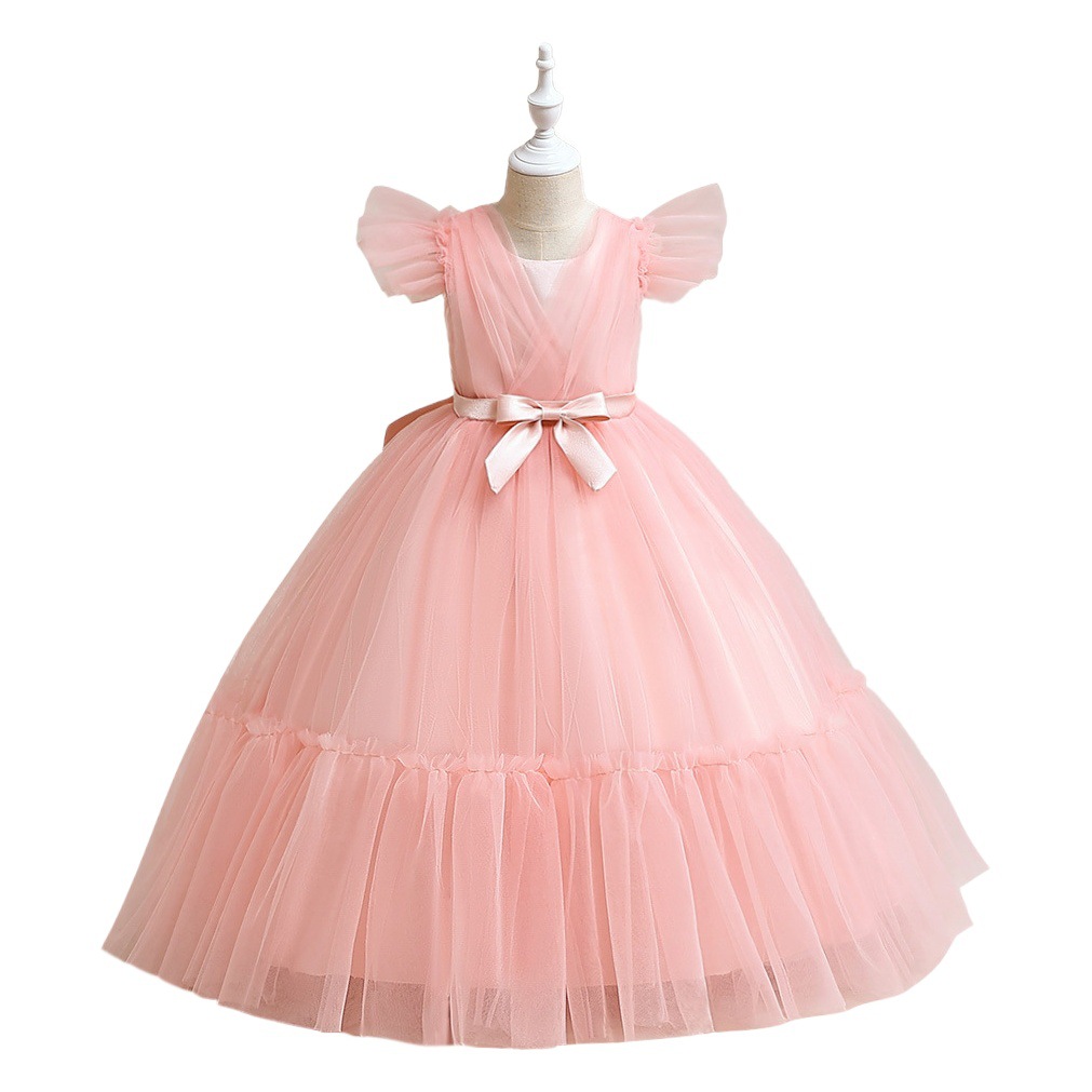 Girl's puffy yarn piano costume children's dress long dress Princess dress birthday performance evening dress flower girl wedding dress