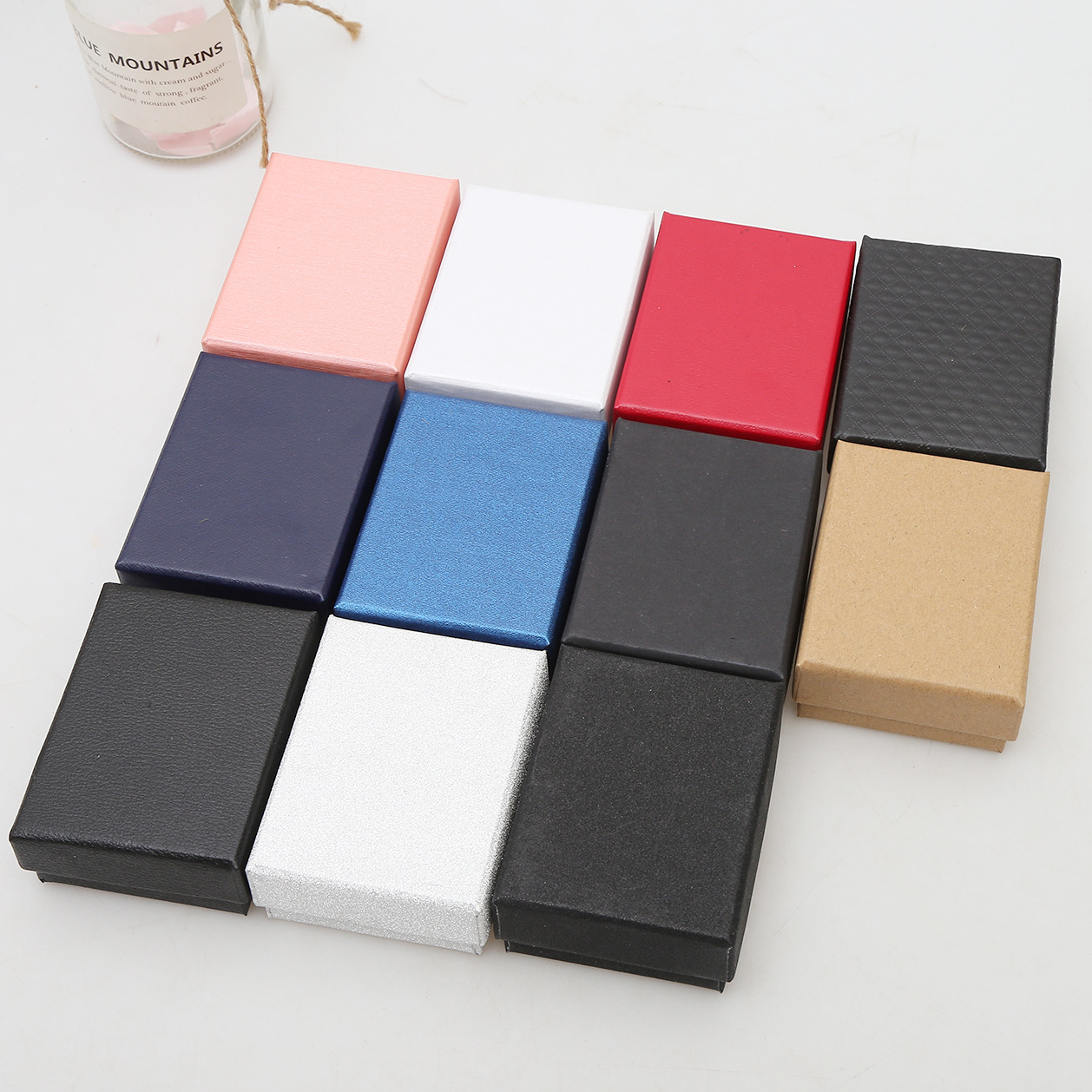 Picture of Ready-Made Kraft Paper Box Black Jewelry Necklace Ring Earring Box Bracelet Packaging Box Lid and Base Jewelry Box