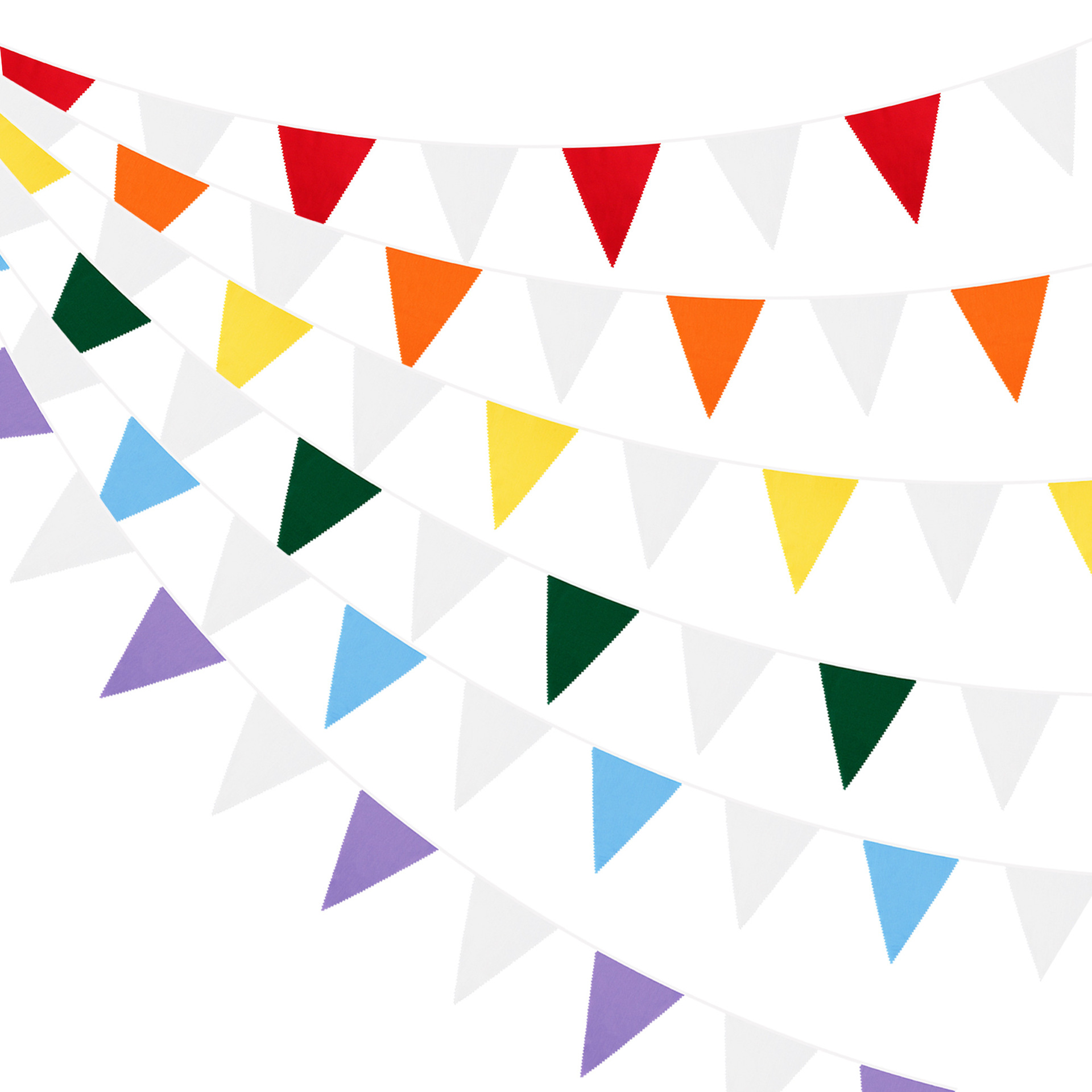 10 meters 36 pieces of gradient wavy single-layer cotton pennant plain children's birthday flag party flag