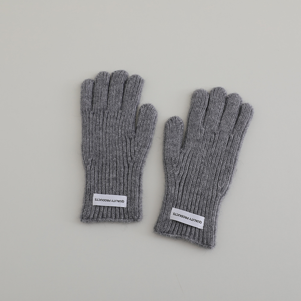 Picture of Winter Children's Knitted Gloves Middle School Students' Knitted Five-Finger Gloves with Exposed Thumb and Index Finger Students Writing Gloves