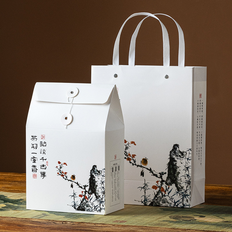 Pu'Er Loose Tea Packaging Bag Tea Handbag New White Tea Gift Box Universal Retro Style Tea Bag