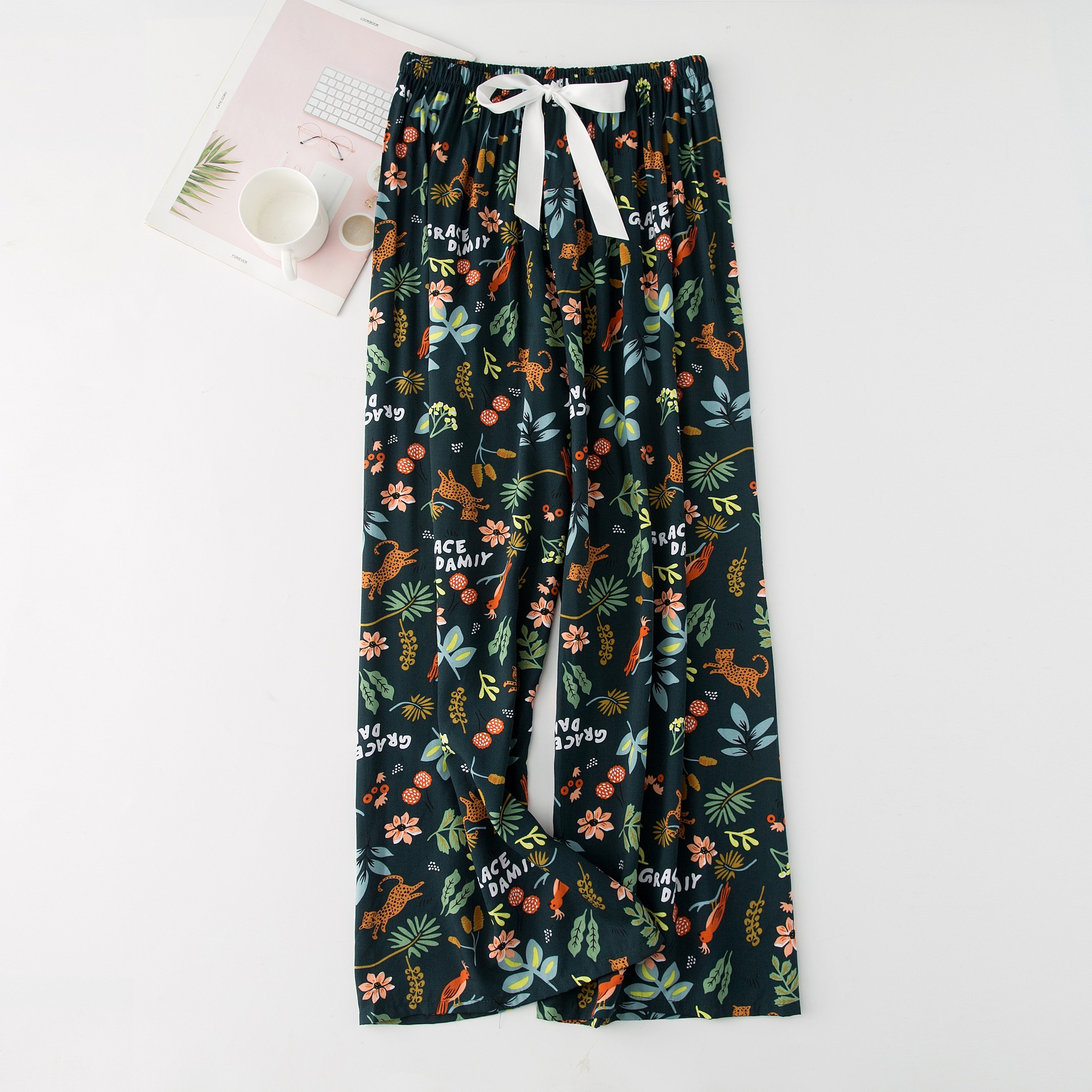 Picture of Cotton Silk Pajama Pants Women's Summer New Large Size Loose Pants Pregnant Women Can Wear Ram Cotton Thin Pants