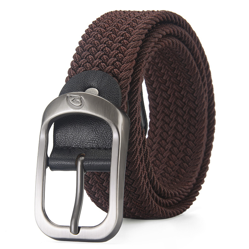 Picture of Korean-style Casual Couple Student Pin Buckle Belt Black Belt All-match Elastic Woven Punch-free Belt