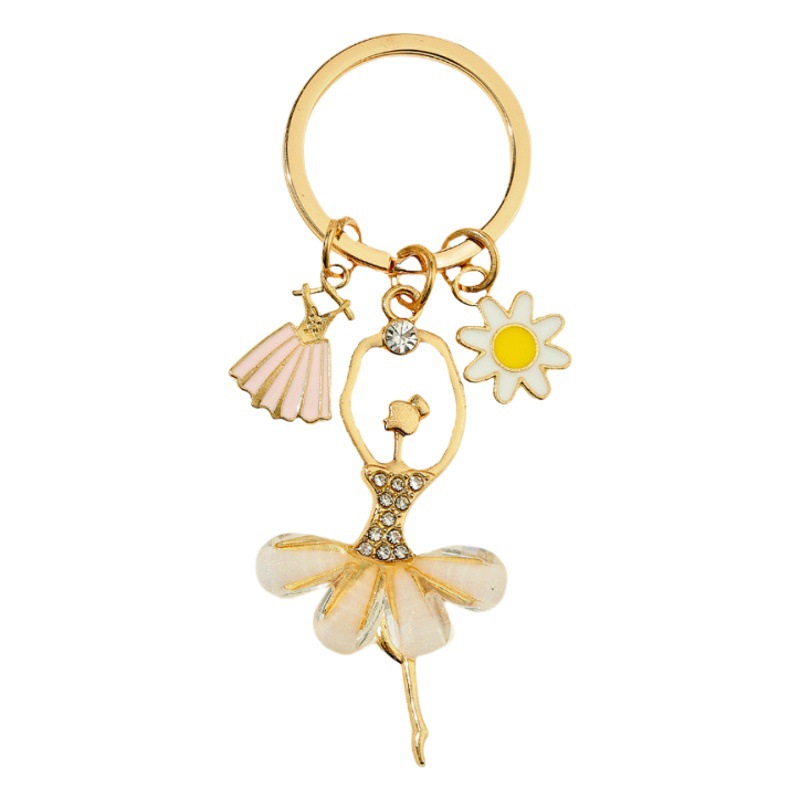 Korean Style Elegant Dancing Girl Keychain Creative High-end Acrylic Key Chain Accessories Car Bag Hanging Accessories