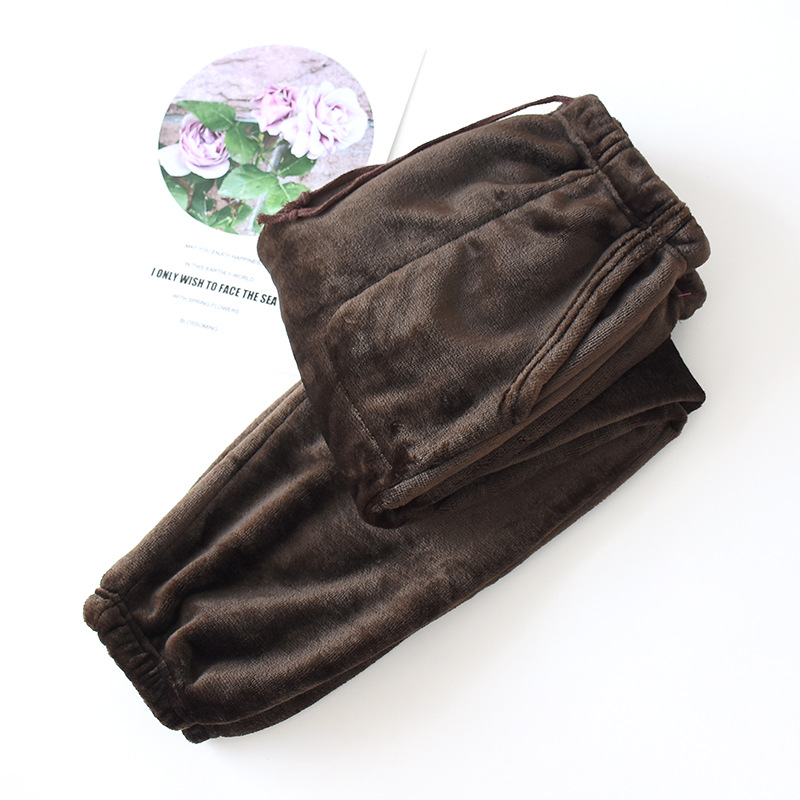 Picture of Winter Thickened Men's Flannel Pajama Pants Neck-up Leg-toe High Waist Loose Coral Fleece Warm Home Pants