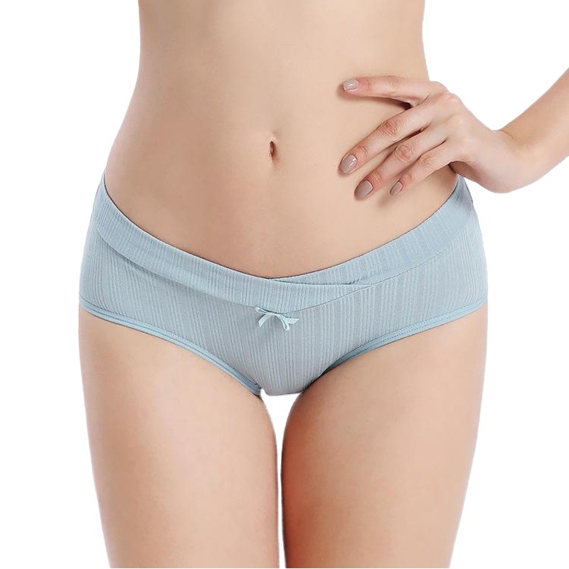 Pregnant Women's Underwear Pure Cotton Pregnant Period Low Waist Large Size Belly-supporting Fashionable Seamless Rib Breathable Pregnant and Maternal Trip