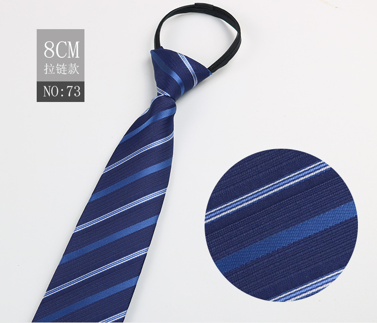 Picture of Factory Black Men's Tie Striped Blue Business Tie Lazy People Knot Free Zipper Tie in stock Wholesale