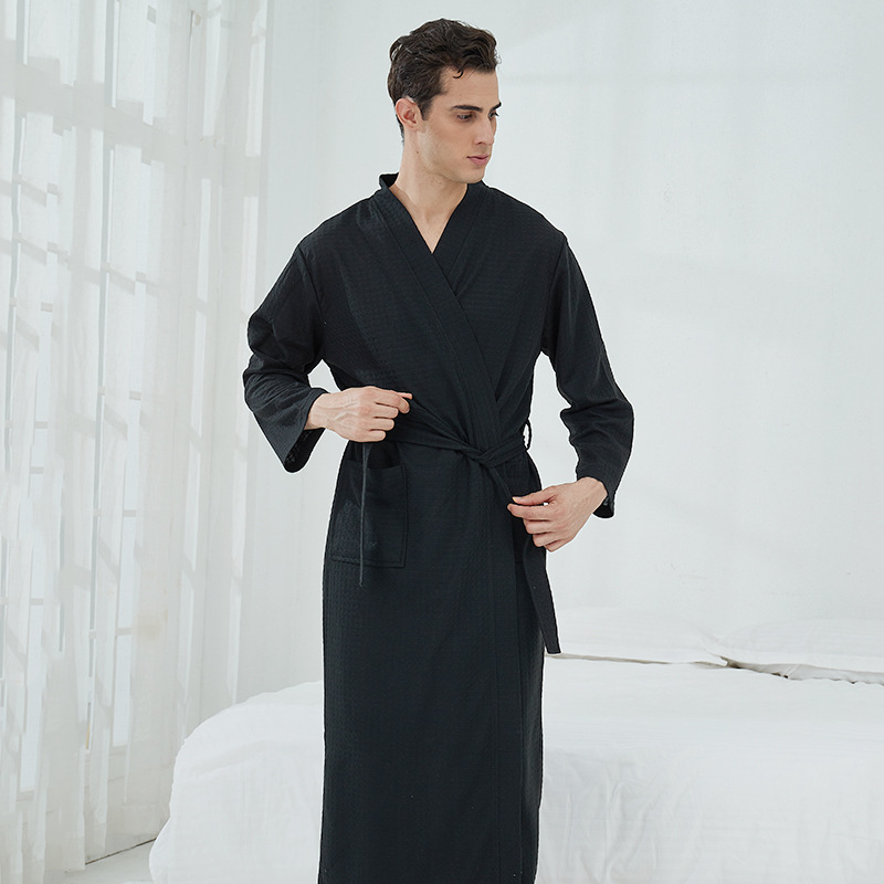 Picture of Cross-border Waffle Bathrobe Sauna Clothes Women's Thin Nightgown Long Couple's Home Clothes Hotel Bathrobe Men's Hair