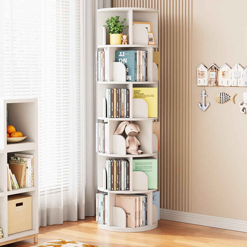Rotating Bookshelf 360-Degree Floor-Standing Simple Kidsren's Storage Picture Book Storage Rack Internet Celebrity Household Simple Student Bookcase