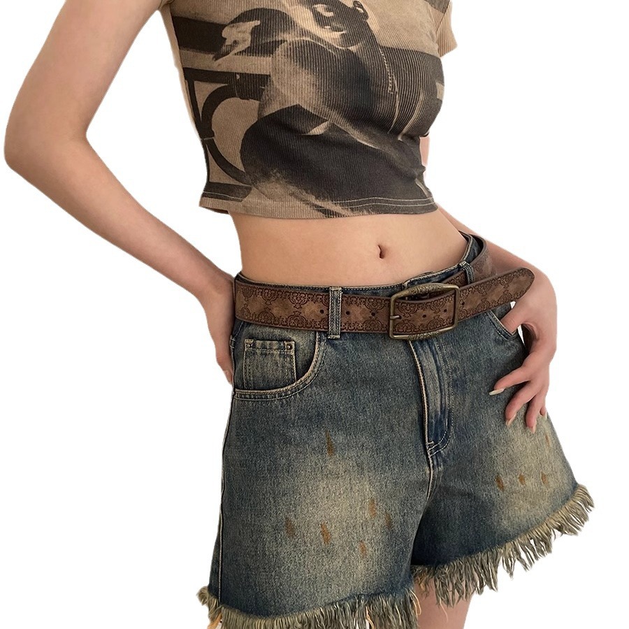 Picture of American Retro Y2K Belt Female Stylish Simple Ethnic Style Belt Versatile with Jeans Belt High-End Brown