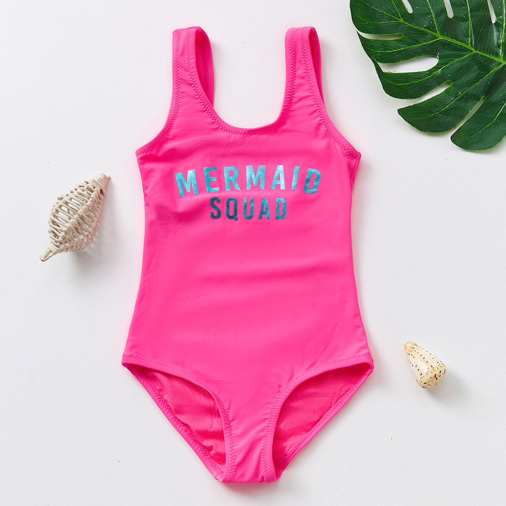 New Cross-border Children's Swimsuit Girls' One-piece Swimsuit Large Children's One-piece Swimsuit Full-lining 9076