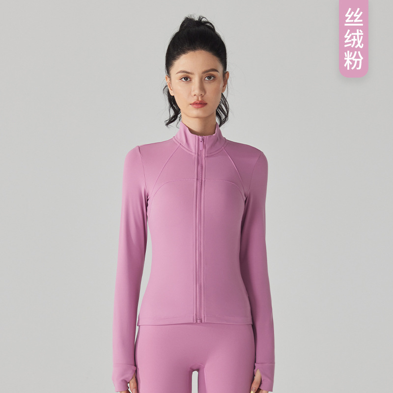 Picture of Yuancheng fleece warm sports jacket thickened slim fit slimming yoga clothes long sleeve zipper running fitness top