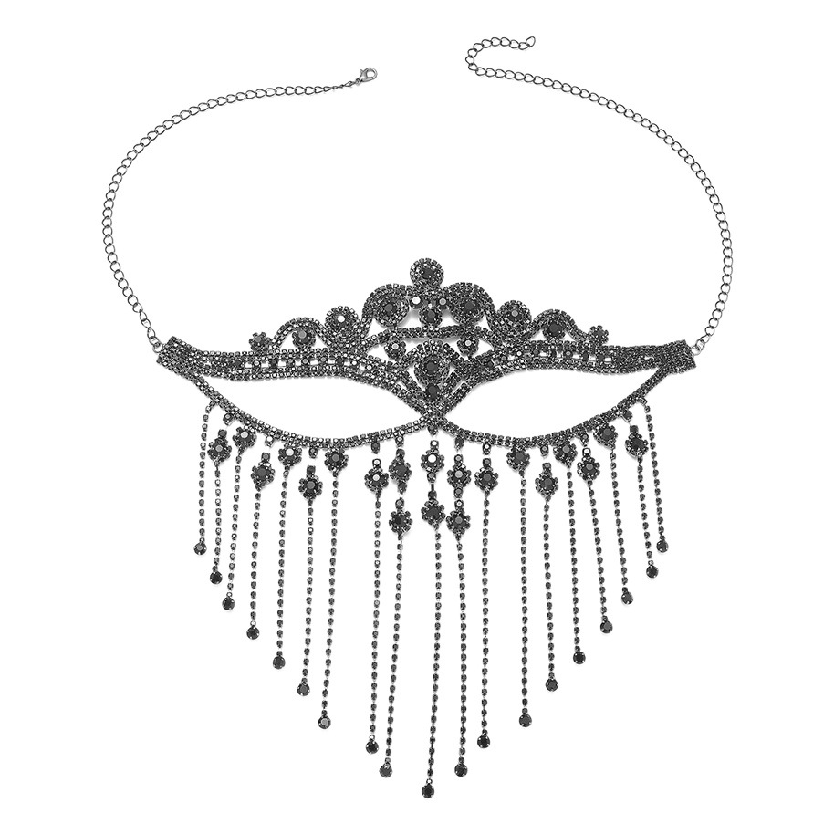 Dingka Rhinestone Mask Sexy Shiny Masquerade Tassel Mask Face Curtain Party Mask Decoration