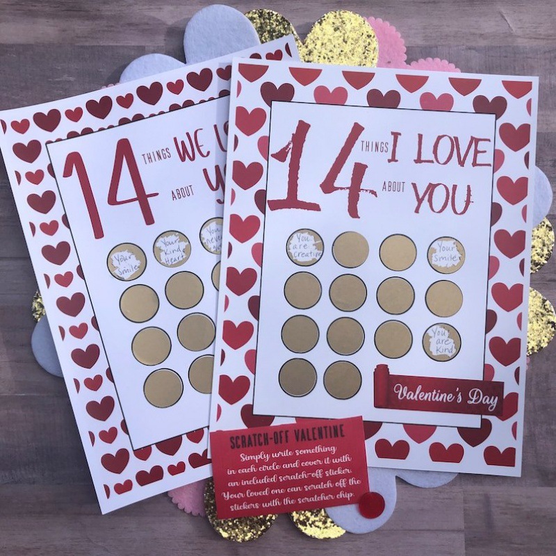 Cross-border new product Valentine Scratch Off Print Valentine's Day Scratch 14 things gift