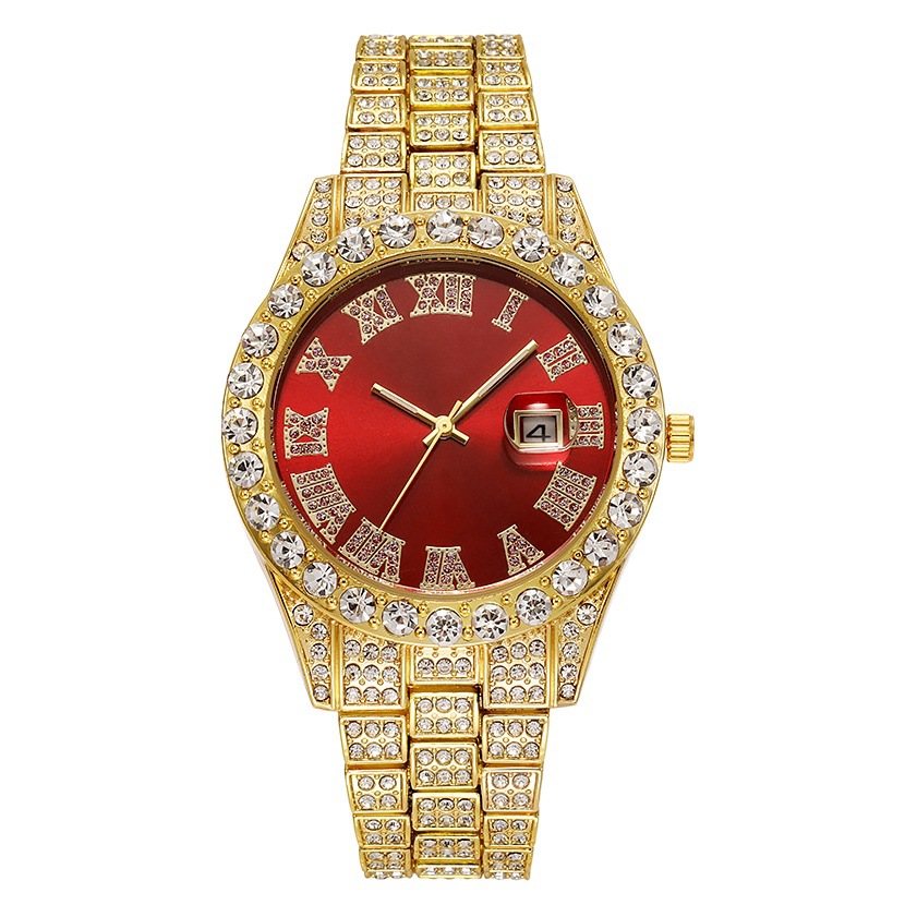 Picture of Hiphop Watch European and American Explosions Men's Steel Band Hip Hop Roman Graduated Diamond Set Calendar Men's Quartz Watch