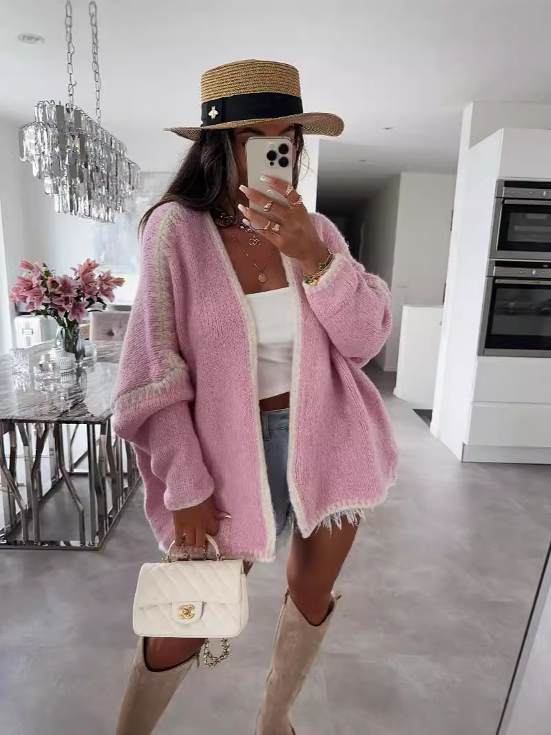 Picture of 2025 Cross-Border Autumn and Winter European and American Amazon New Knitwear Cardigan Knitwear Loose Large Size Women's Knitwear Jacket