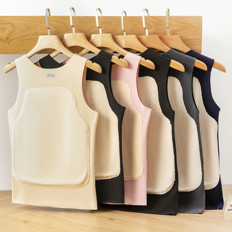 Picture of New Couple Patch Vest Thermal Intimates Women's Autumn and Winter Belly Protection Tops Men's Bottoming Silk Thickeneded Vest
