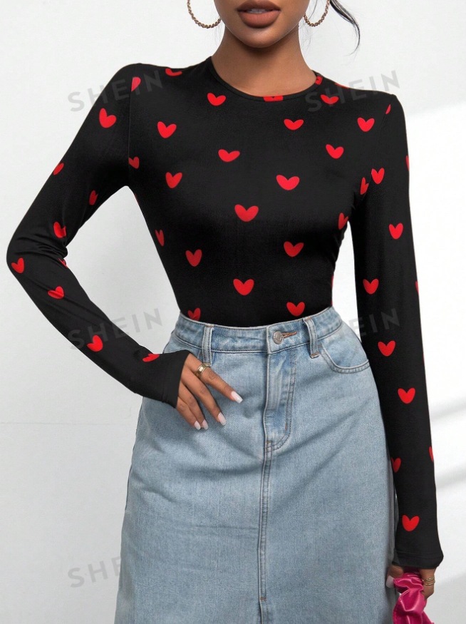 Picture of A large number of in stock 2024 Europe and the United States cross-border autumn and winter printed round neck long sleeve slim base shirt