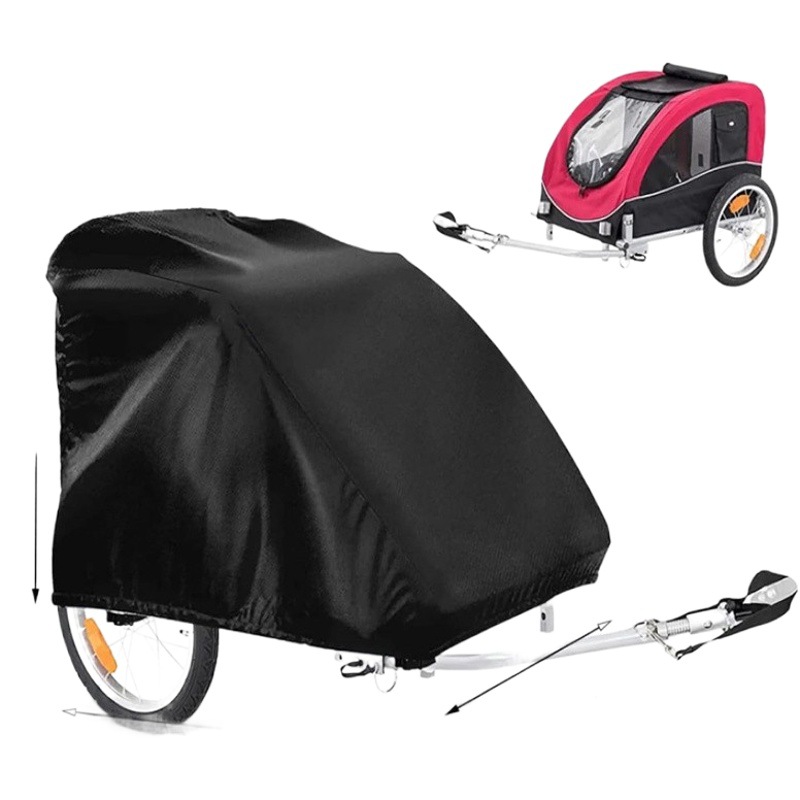 Cross-border European station bicycle trailer cover 210D black silver-coated Oxford cloth trailer rain cover dust protection cover