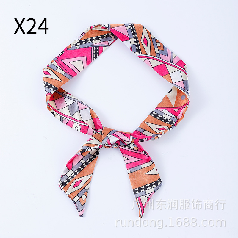 Picture of Silk Scarf Wholesale Long Beveled Small Silk Scarf Double-layer All-match Hair Belt Ribbon Decoration Tie Bag Hand Gift Box Silk Scarf