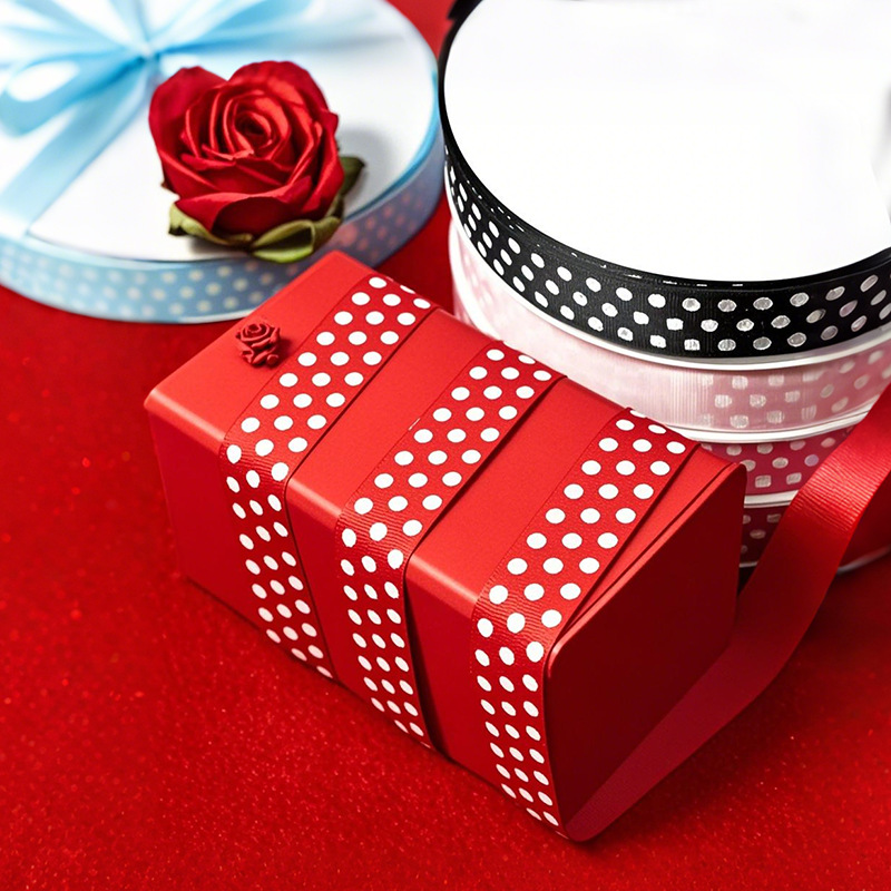Chinese Valentine's Day Polka Dot Ribbon 25mm Double-Sided DIY Hair Accessories Bow Clothing Accessories Flower Packaging Ribbon
