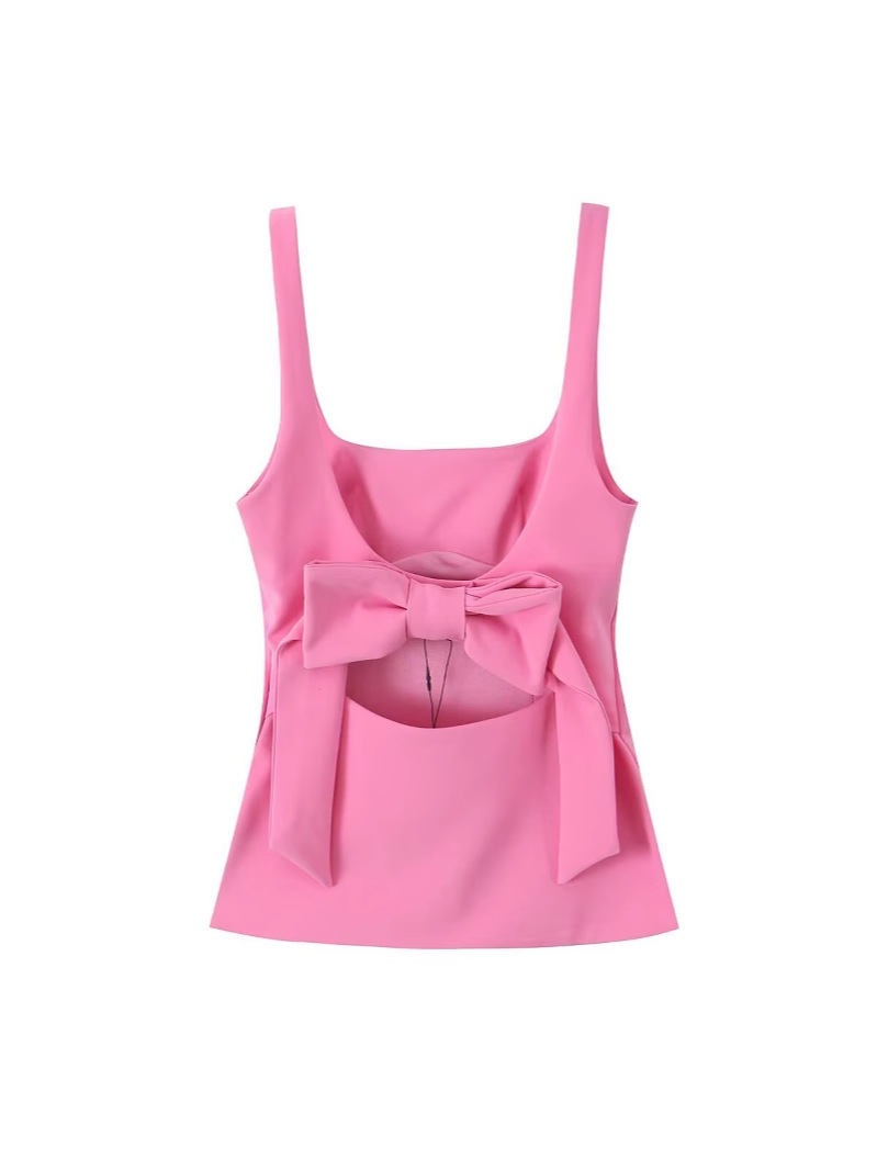 Picture of Women's Clothing European and American Style 2025 Summer New French Style Sweet Slim-fit Back Bow Small Top for Women