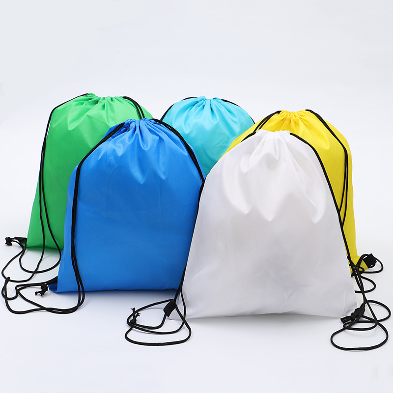 Polyester drawstring pocket spot wholesale outdoor marathon drawstring backpack storage tutorial promotional logo