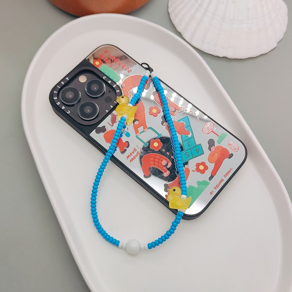 Picture of KKBEAD Wristband Mobile Phone Chain Women's Bubble Bath Cute Duck All-match Glass Beads Beaded Mobile Phone Chain Hanging Accessories