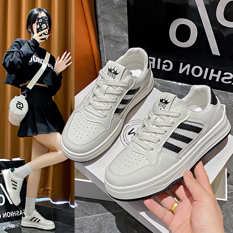 2024 Summer new breathable white shoes thick bottom versatile platform shoes Korean style versatile sports board shoes for women BN6602