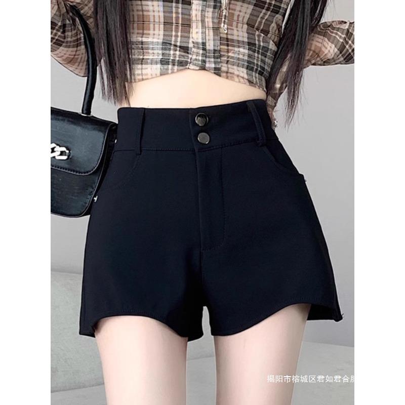 Black Suit Shorts Women's Spring 2024 New Style Small High Waist Slimming Outer Wear Casual A- Shown Hot Pants