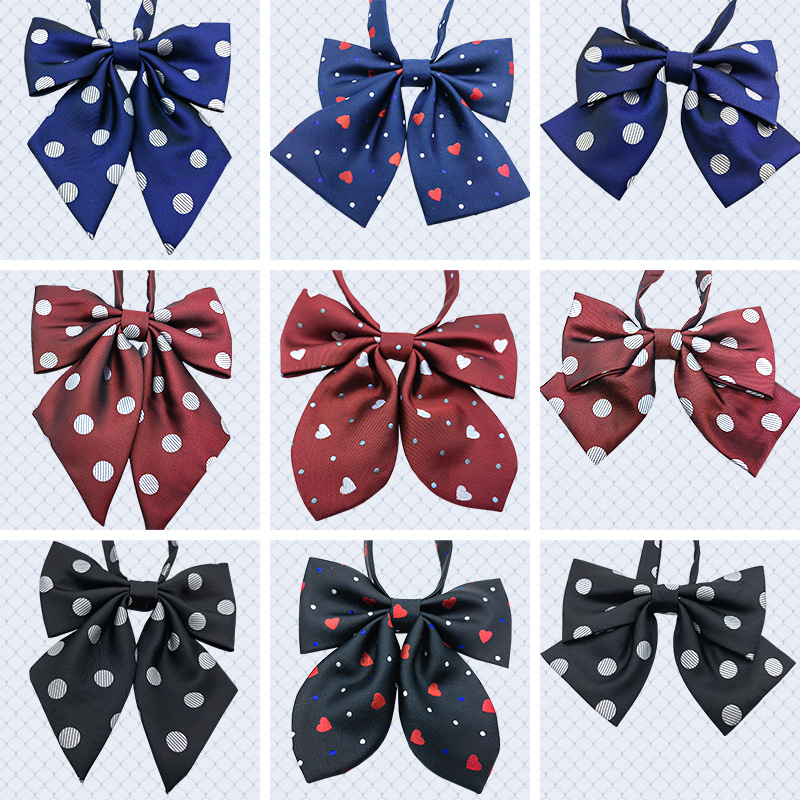 JK Fresh Japanese Style Knot-free Bow Tie Women's Bow Pointed Dot Pattern Shirt Collar Flower Academy Style Decoration