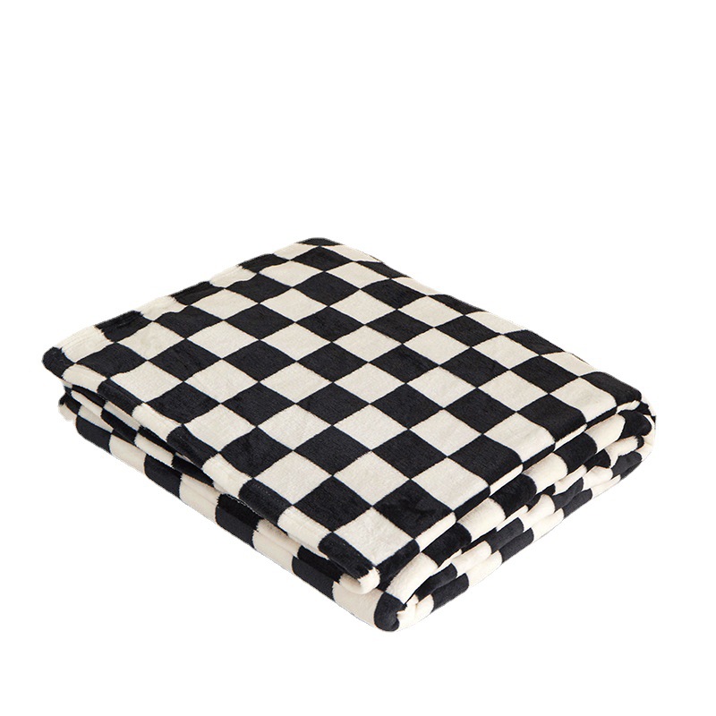 Picture of New Checkerboard Flannel Blanket Thickened Milk Blanket Coral Fleece Nap Blanket Foreign Trade Gift Blanket Wholesale