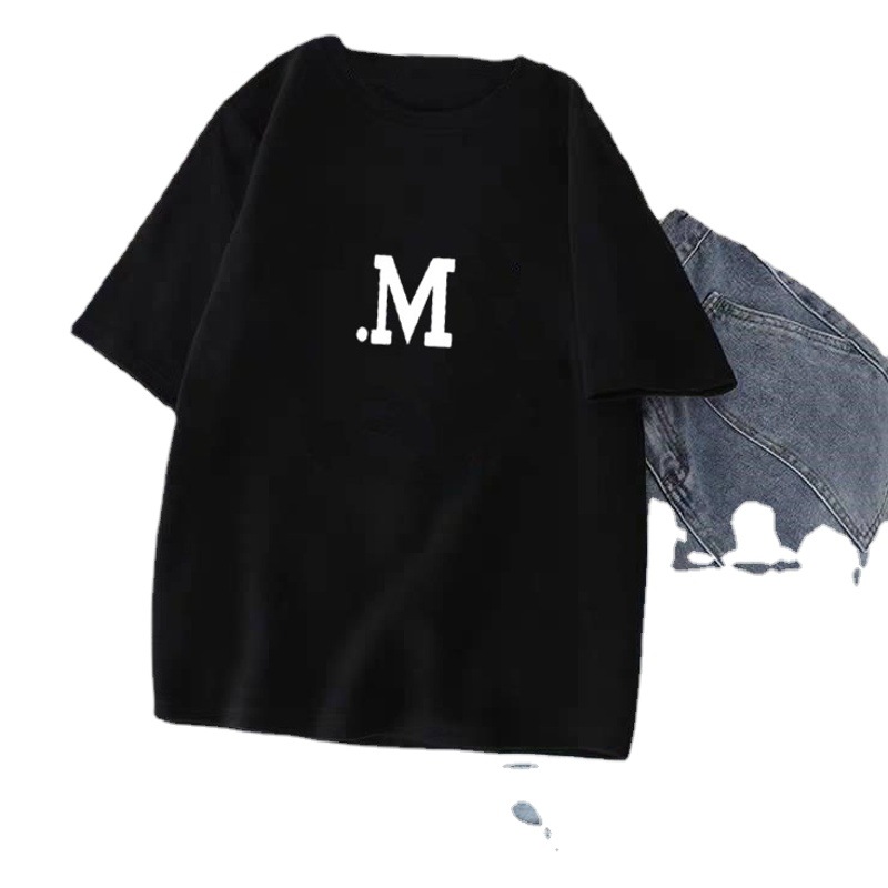 2023 new summer fashion printed T-shirt loose half sleeve white top ins